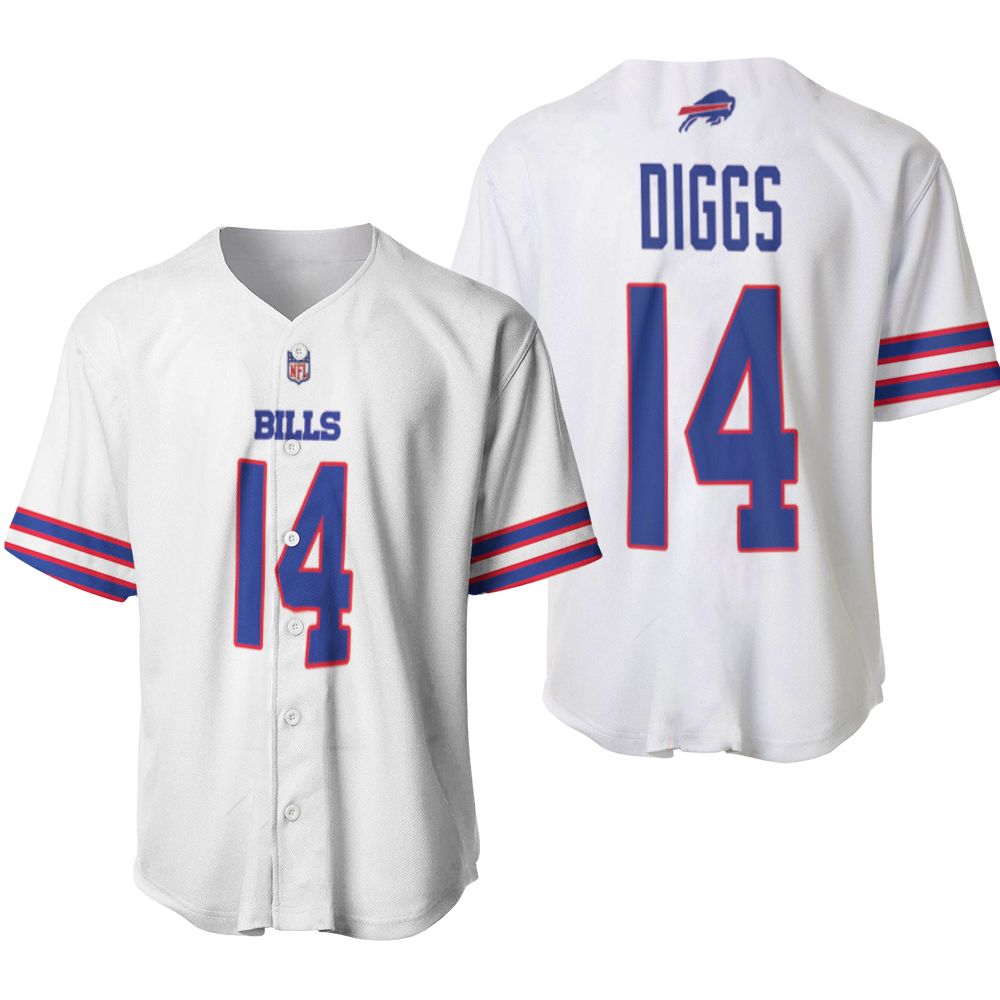 Buffalo Bills Stefon Diggs #14 NFL Great Player American Football Team Game White 3D Designed Allover Gift For Bills Fans Baseball Jersey