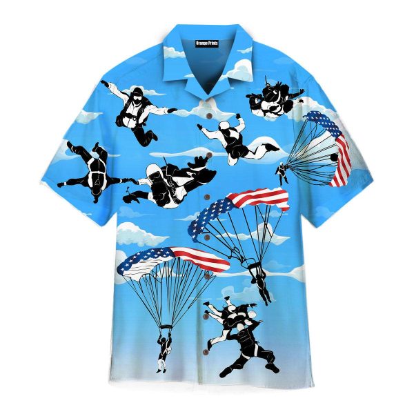 Free Skydiving American Flag Patriotism Aloha Hawaii Shirt For Men Women Ha41366