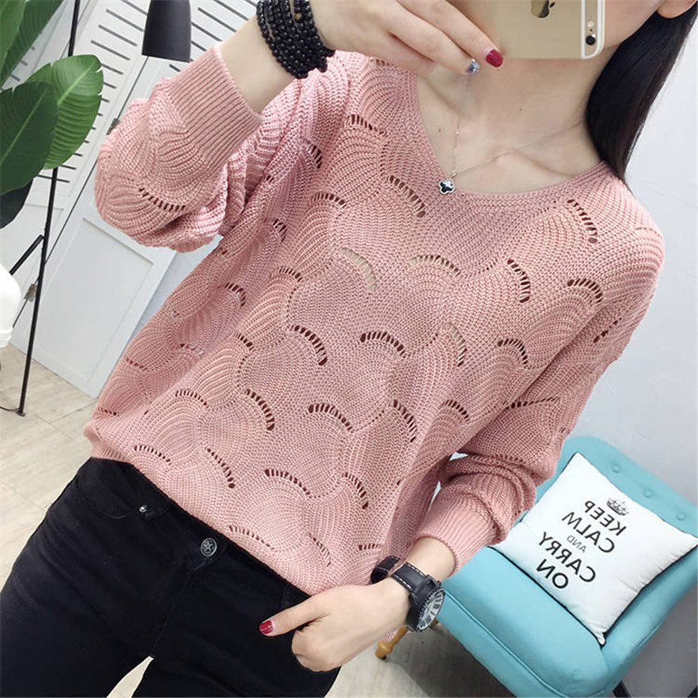 V-neck Knitted Hot Tide Thin Winter Korean Casual Simple Chic Tops Fashion Pullovers Sexy Sweater Women Fall Soft Cotton Loose alx