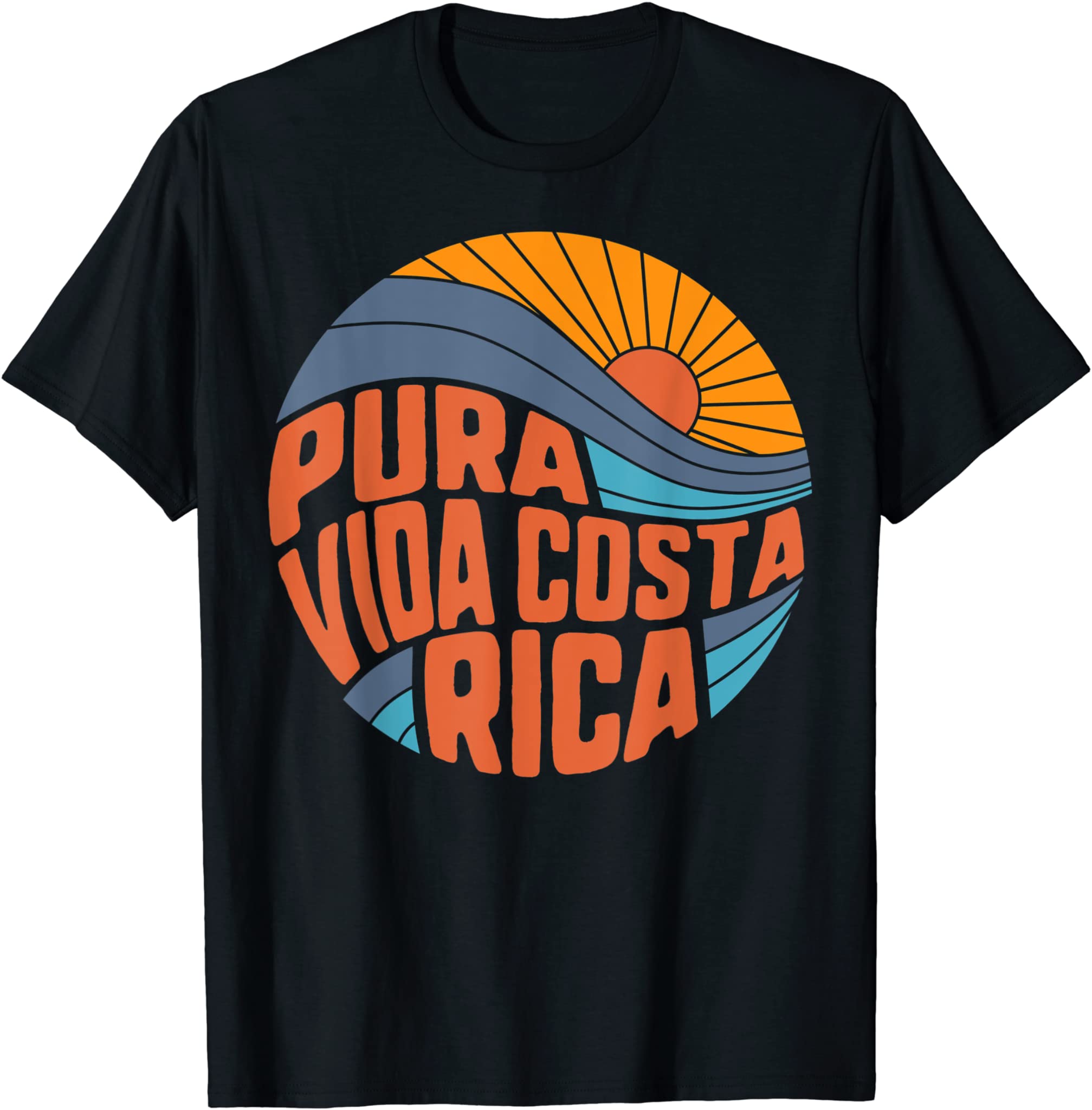 Pura Vida Costa Rica Vintage Sunset Surfing Summer Vacation T-Shirt