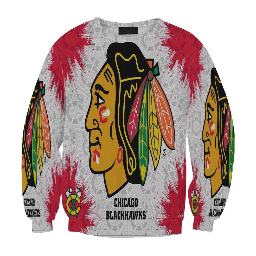 Chicago Blackhawks Emblem Brush Texture Gift For Fan 3D Full Printing Sweatshirt