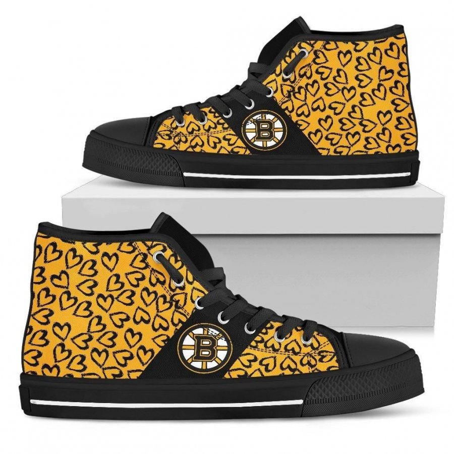 Perfect Cross Color Absolutely Nice Boston Bruins High Top Shoes #131