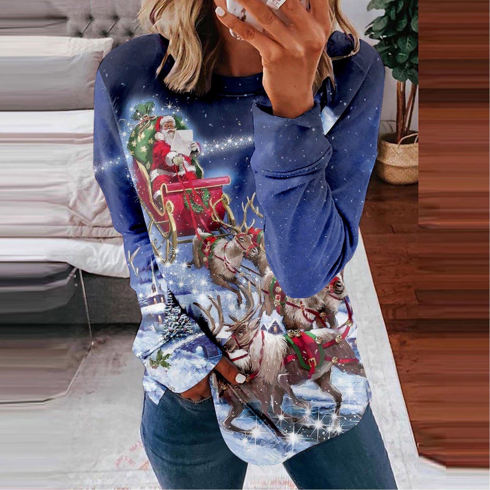 Christmas Tree Print Oversized Hoodie Harajuku Cute Cartoon Oversized Hoodie For Women Cute Blusas De Verao Mulher Y2k Clothes alx