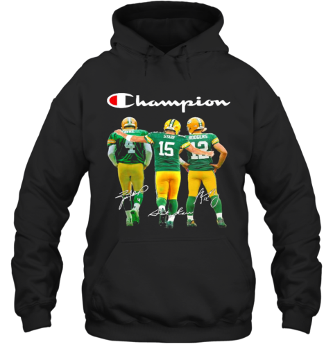 Green Bay Packers Favre Starr Rodgers Champions Signatures Hoodie