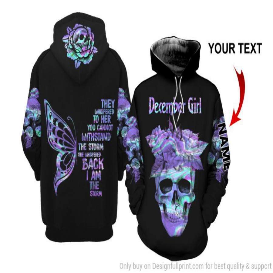 Skull December Girl Butterfly Personalized Unisex Hoodie