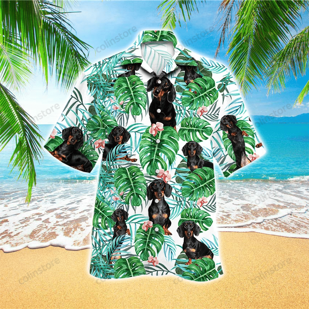 Dachshund Dog Tropical Plant Hawaii Shirt Aloha Ha46856