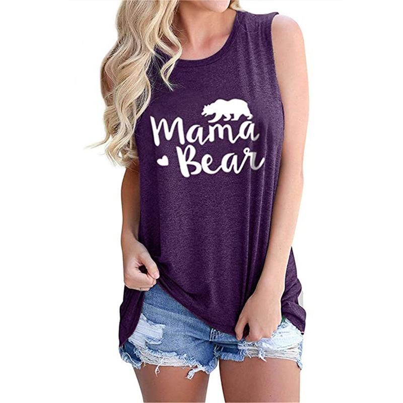 Women Mama Bear Tank Tops Loose T Shirts