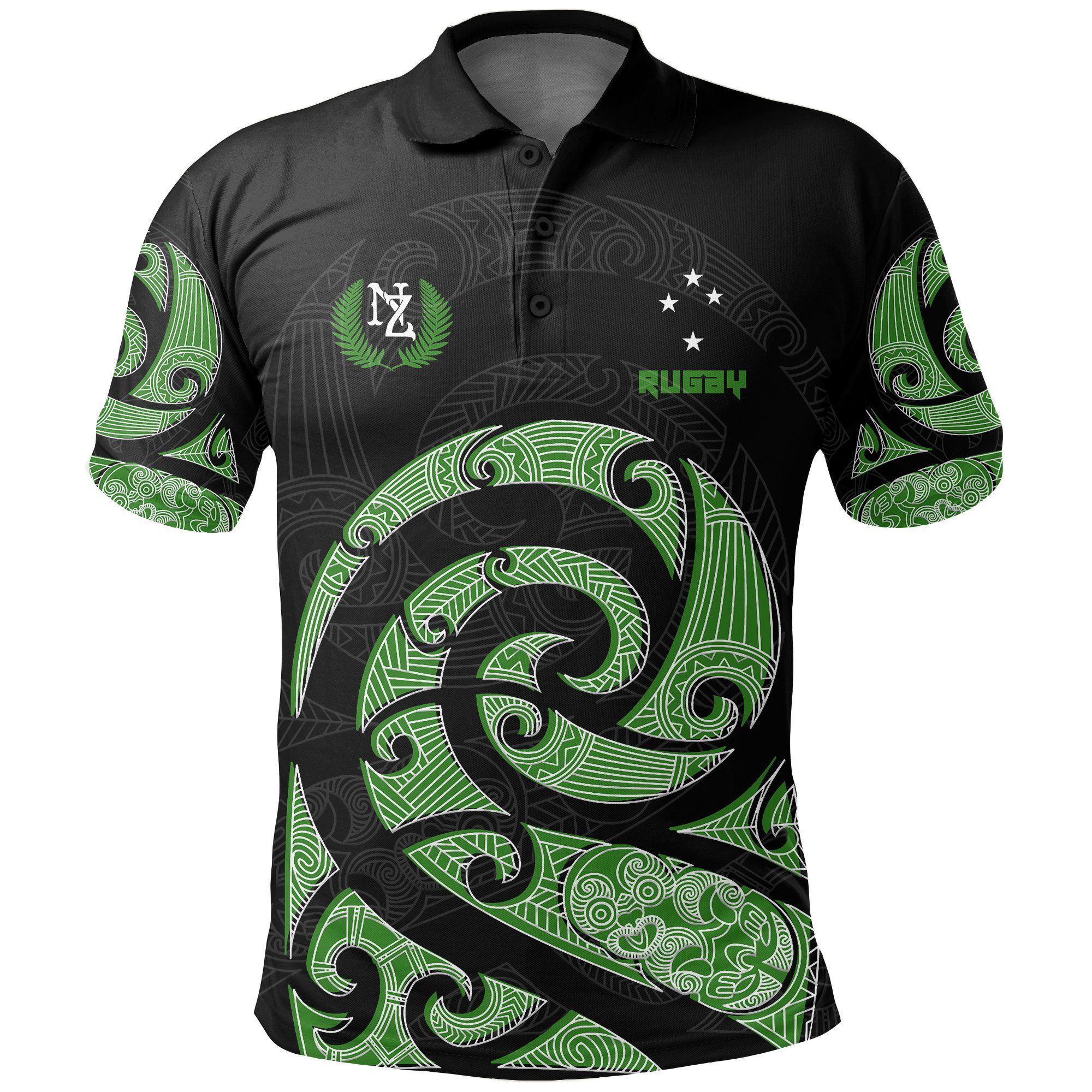 New Zealand Maori Rugby Kirituhi Tattoo Polo Shirt K5