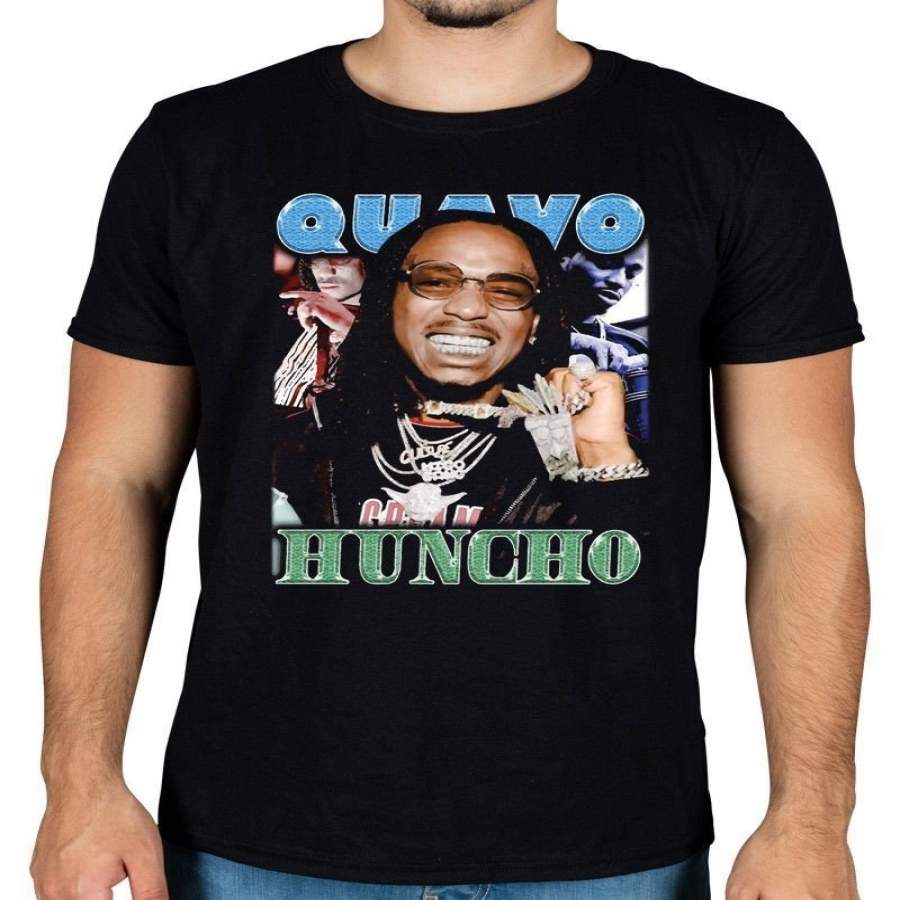 Quavo Huncho Vintage T-Shirt Men’S Fashion Crew Neck Short Sleeves Cotton Tops Clothing, Black