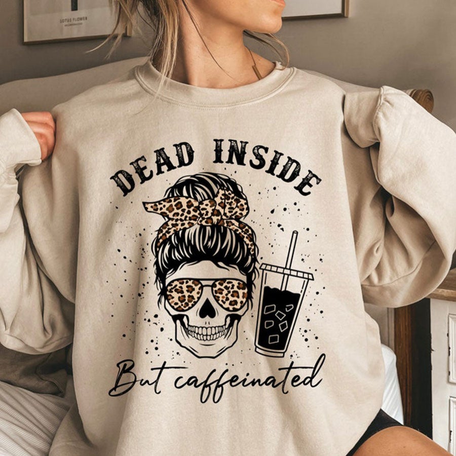 Fall Shirt, Dead Inside Halloween Shirt, Womens Skeleton Halloween Shirt, Funny Halloween Shirt, Fall Shirt, Pumpkin Spice Coffee Shirt