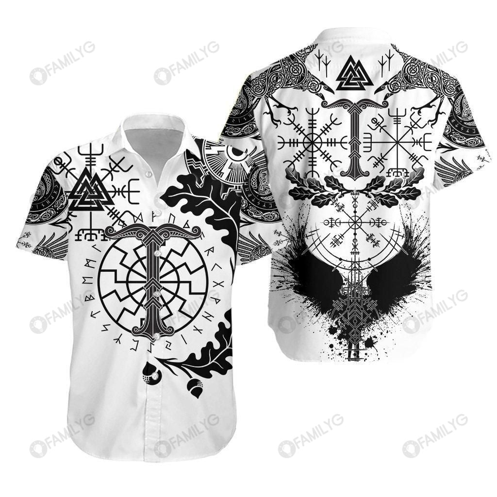 Viking Shirts – Nordic Viking Oak Leaf – Viking Hawaiian Shirt Summer Hawaiian For Men, Women, Couple