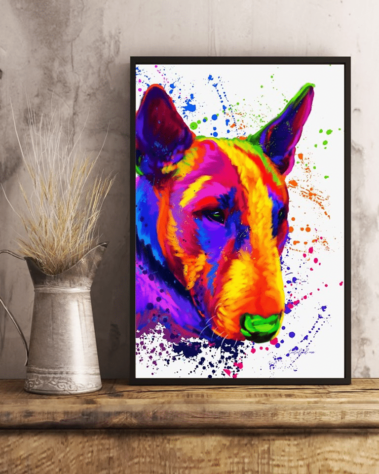 Tie dye animals a dog greyhound colorful hippie Home Living Room Wall Decor Vertical Poster Canvas G95