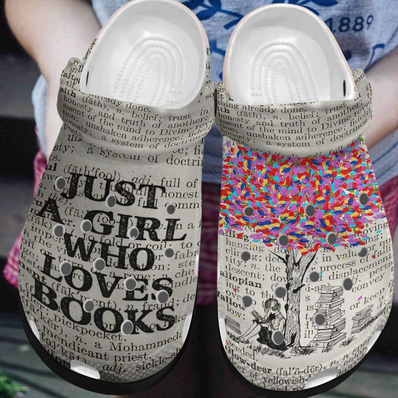 Books Personalized Clog, Custom Name, Text, Color, Number Fashion Style For Women, Men, Kid, Print 3D Just A Girl Who Loves Books