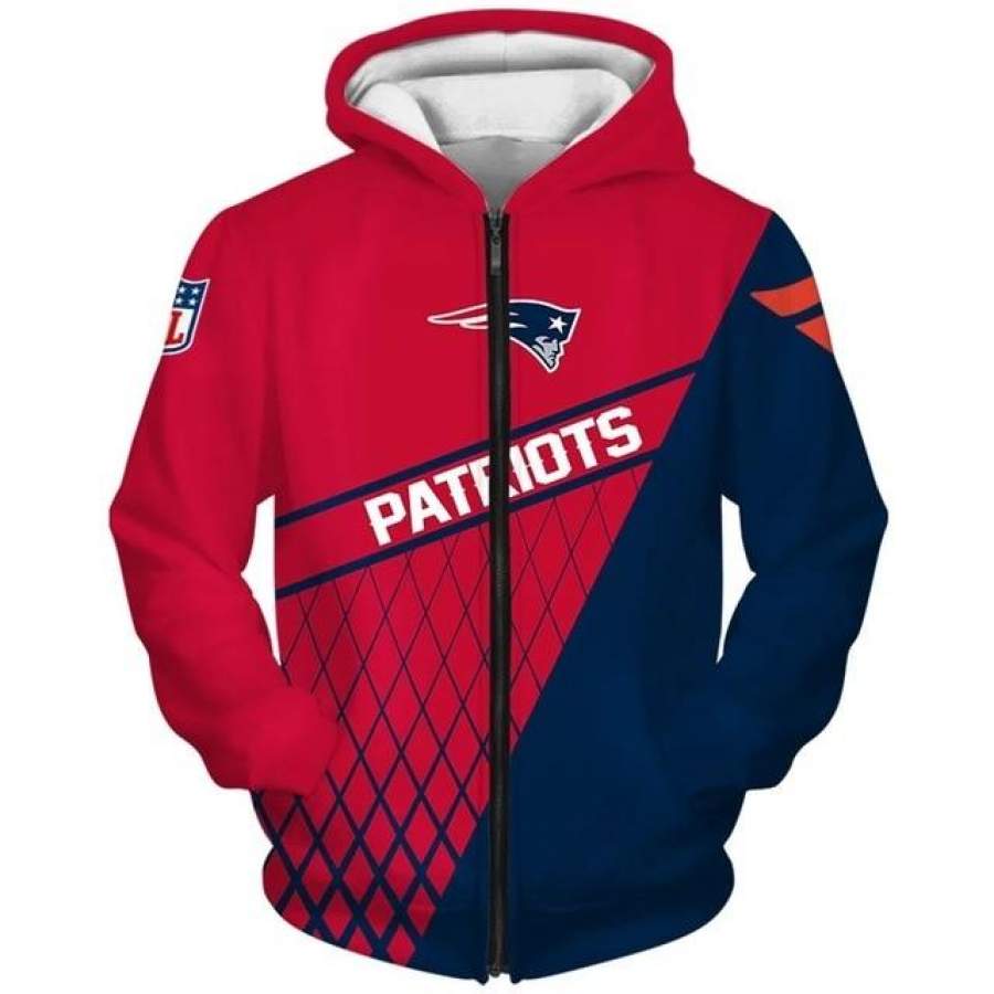 New England Patriots 3D Zipper Hoodie