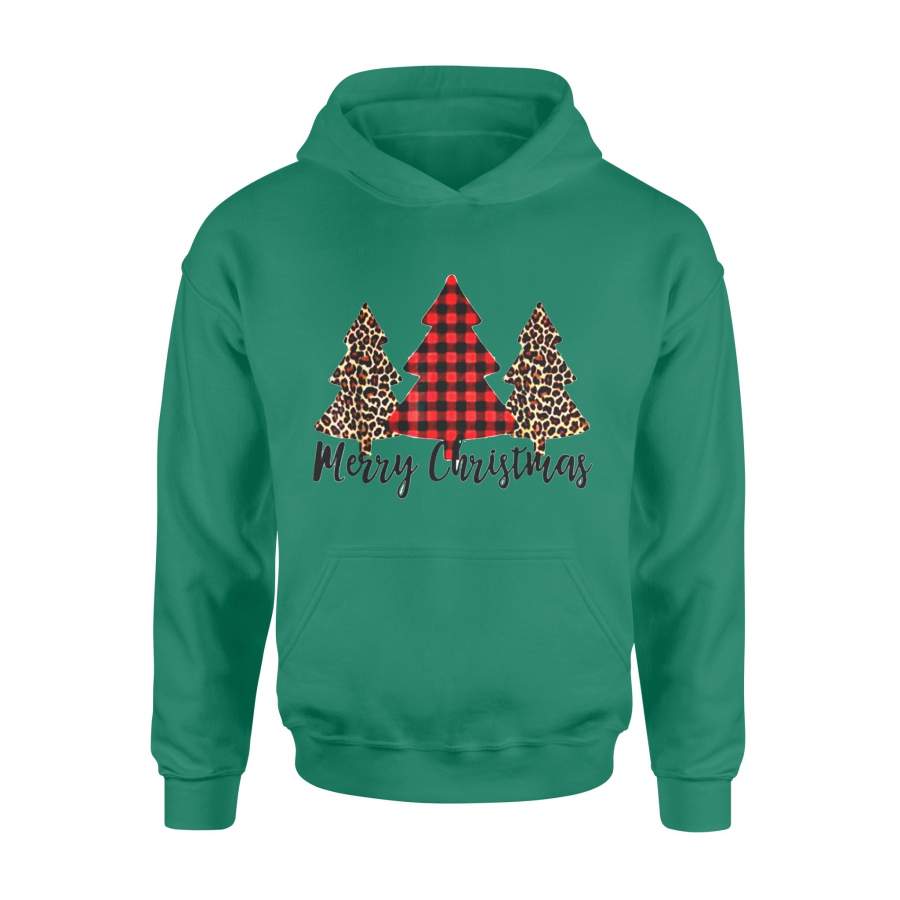 Christmas gift idea Merry Xmas Tree Leopard And Buffalo Plaid Xmas T-shirt – Standard Hoodie