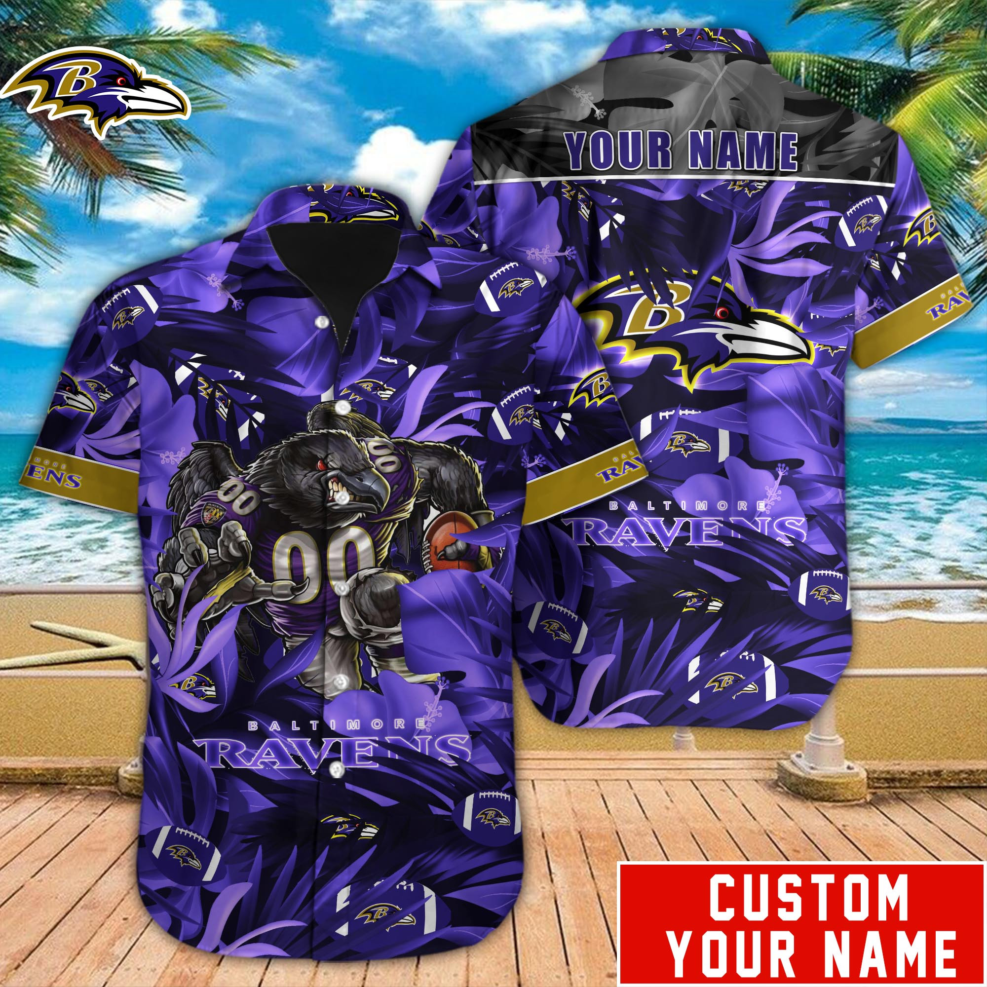 Baltimore Ravens Nfl-Hawaiian Shirt Custom M-40574