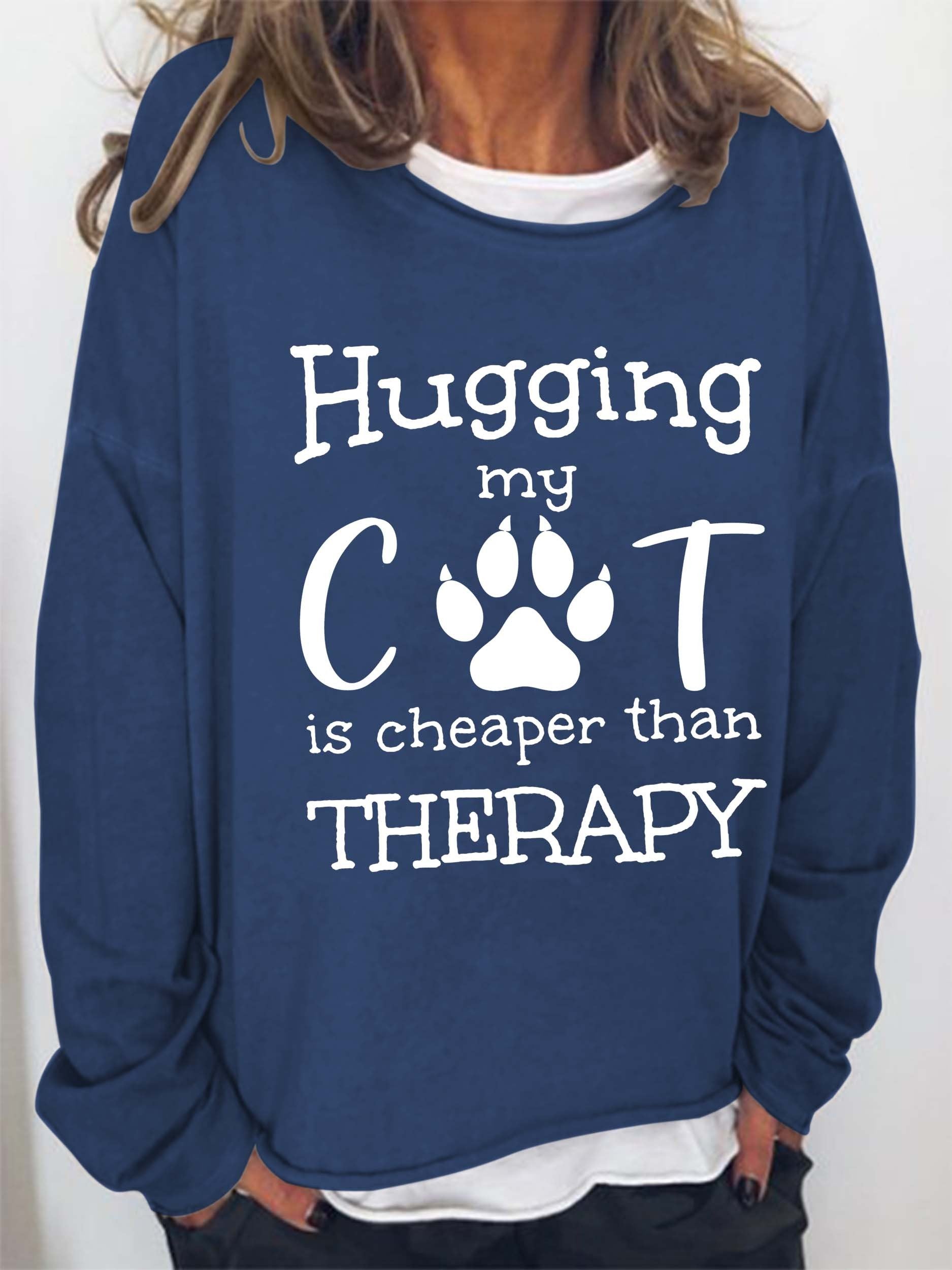 Women’S Hugging My Dog Is Therapy Long Sleeve Top