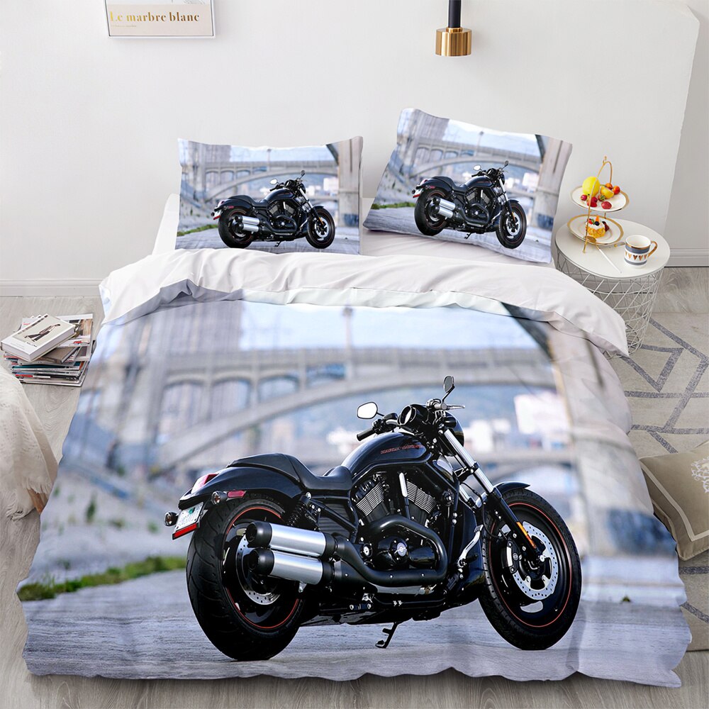 Motorcycle Bedding Set Twin Full Queen King Size Motorcycle Bed Set Aldult Kid Bedroom Duvetcover Sets 3D Print 035 Duvet Covers