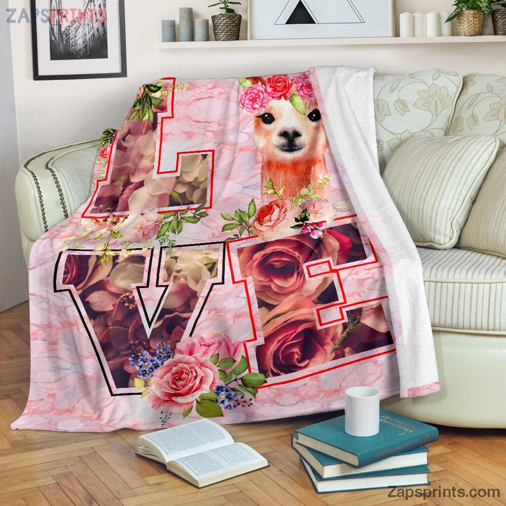 Pink Rose Love Llama Blanket – Cool Gift Ideas