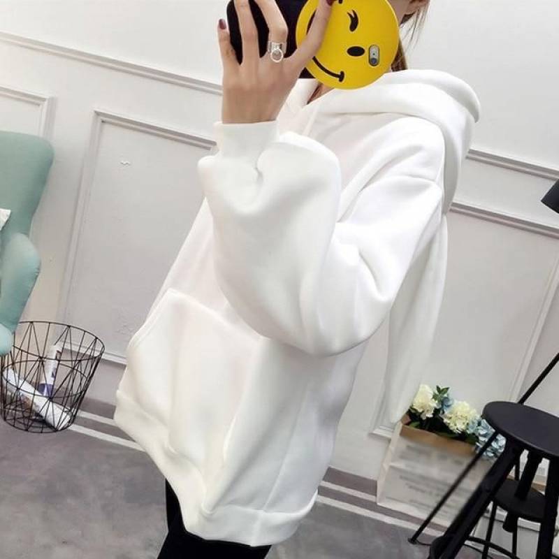 Kawaii Candy Bunny Ears Hooded Women Embroidery Hoodies Pullover New Loose Long Sleeve Moletom Tops Girl