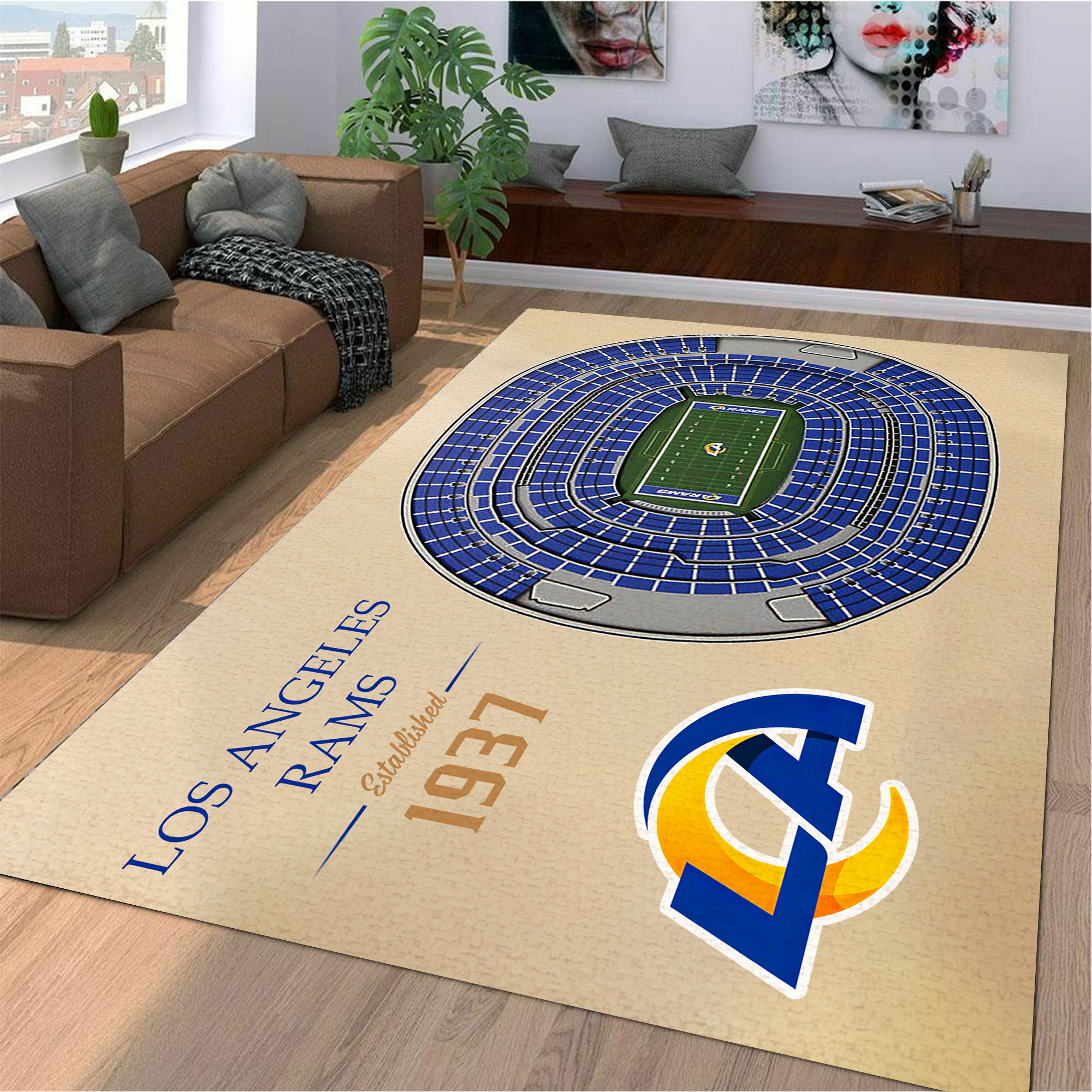 Fan Deco – Los Angeles Rams Stadium 3D View Area Rug