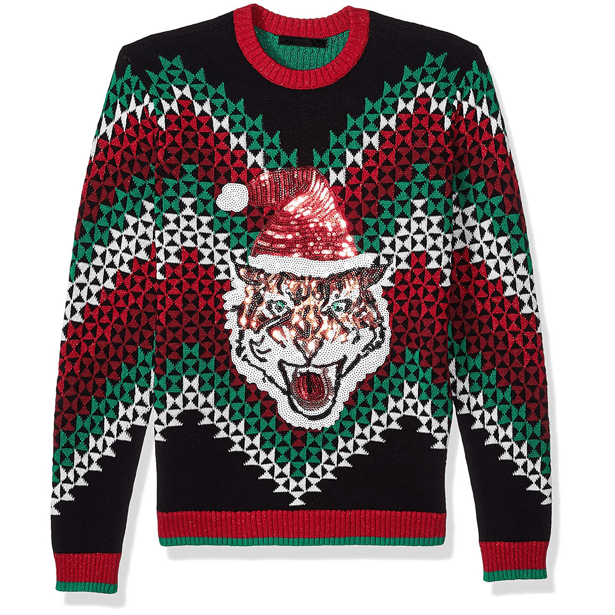 Tiger in Christmas Hat Ugly Sweater UNISEX