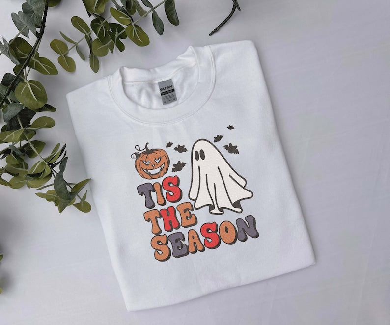 Tis The Season Halloween Embroidered Sweatshirt 2D Crewneck Sweatshirt All Over Print Sweatshirt For Women Sweatshirt For Men Sws3783