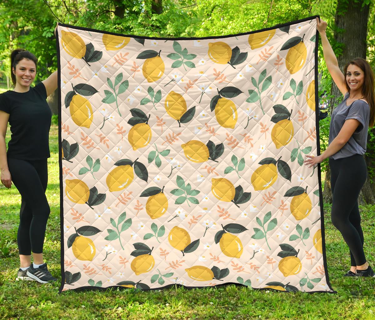 Lemon Flower Leave Pattern Premium Quilt