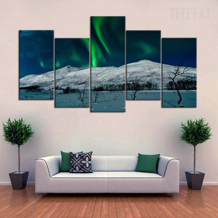 Aurora Borealis Scenery – 5 Piece Painting