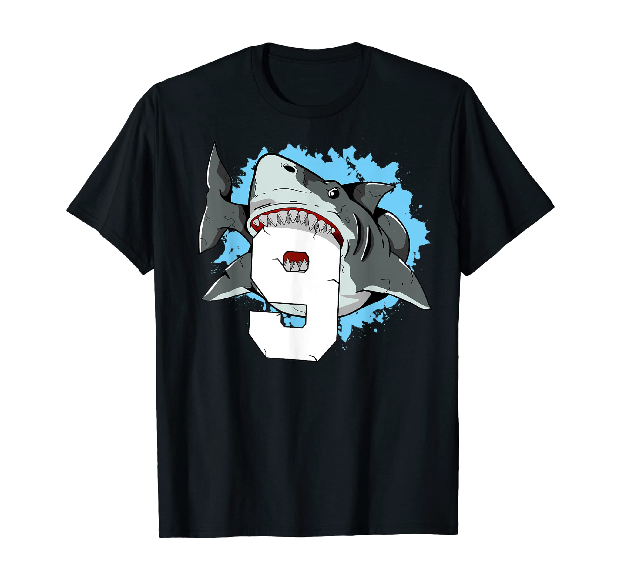 Shark 9th Birthday T Shirt Boys Birthday Shark 9 Gift Tee