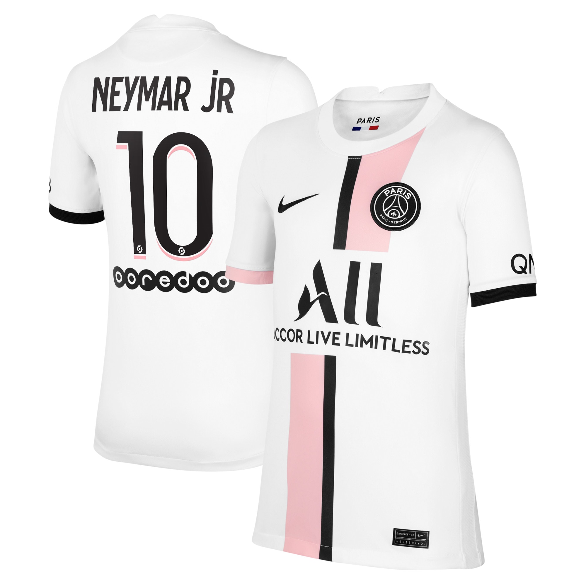 Neymar Jr. Paris Saint-Germain Youth 2021/22 Away Breathe Stadium Replica Player Jersey – White