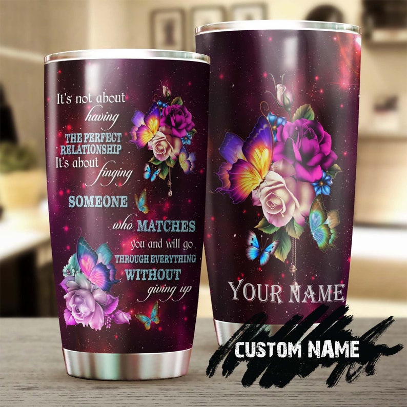 Butterfly Go Through Everything Without Giving Up Butterfly Personalized Tumbler-Birthday Gift Christmas Gift For Butterfly Lover For Her