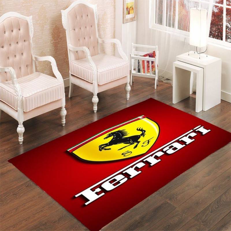 FERRARI AUTO RED LOGO LIVING ROOM CARPET RUGS