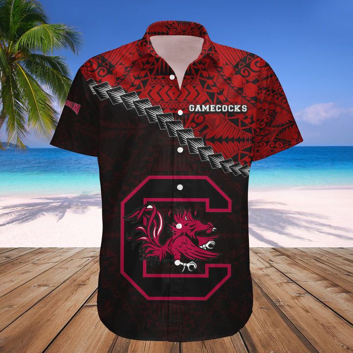 NCCA South Carolina Gamecocks Red Black Hawaiian Shirt V6 Aloha Shirt