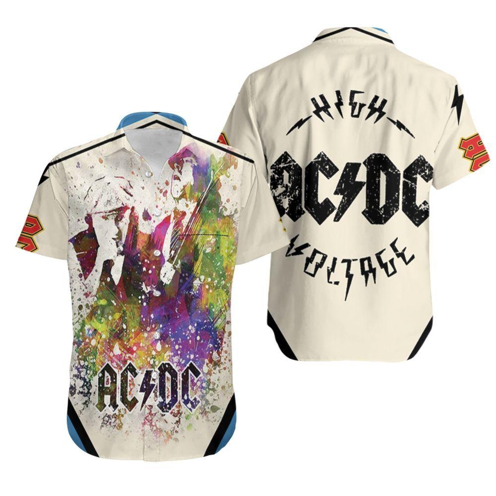 Beach Shirt Acdc In Color Aged Pixel Paint Drop Hawaiian Shirt