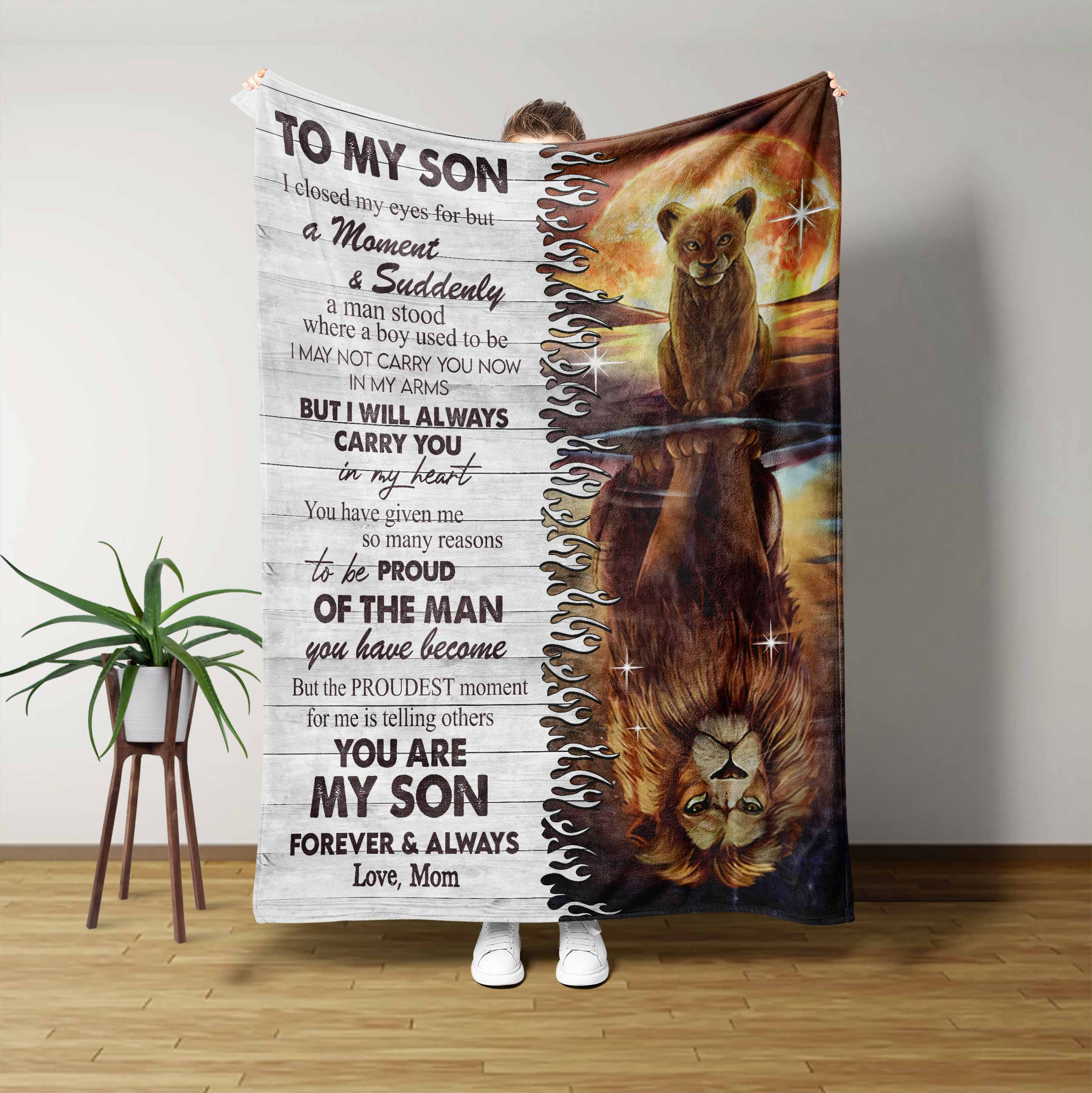 To My Son Blanket, Personalized Name Blanket, Family Blanket, Lion Blanket, Blanket For Gift