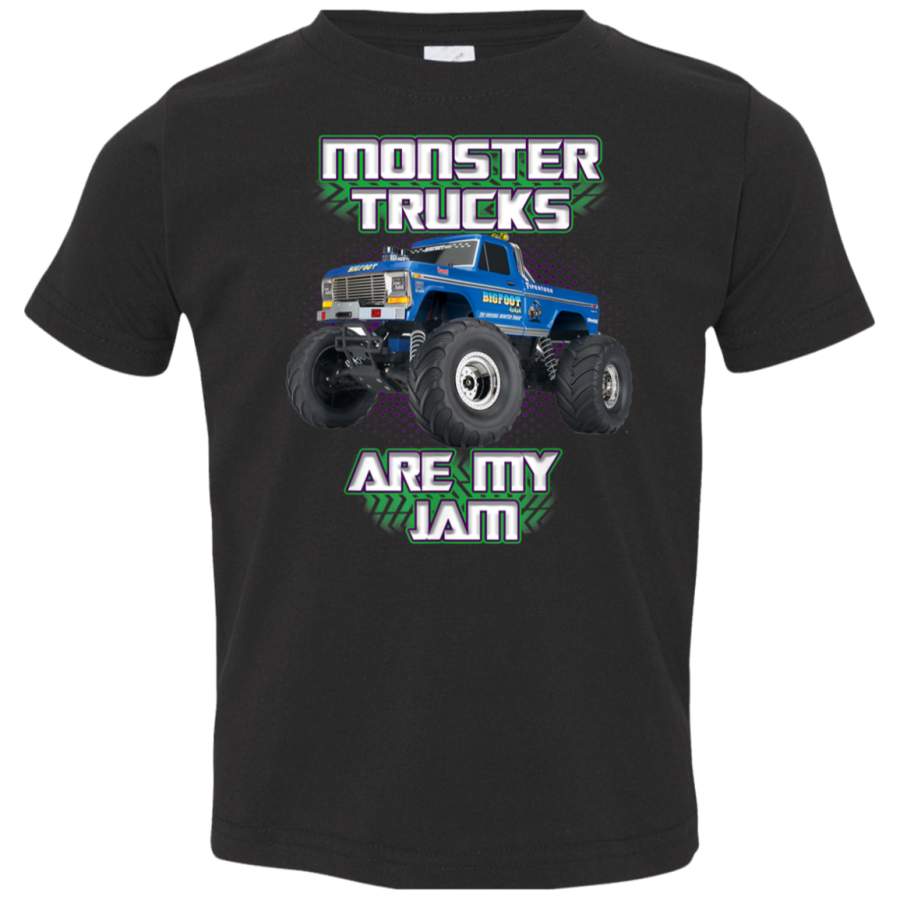 Monster Trucks are My Jam Birthday Gift TShirt 3321 Rabbit Skins Toddler Jersey T-Shirt