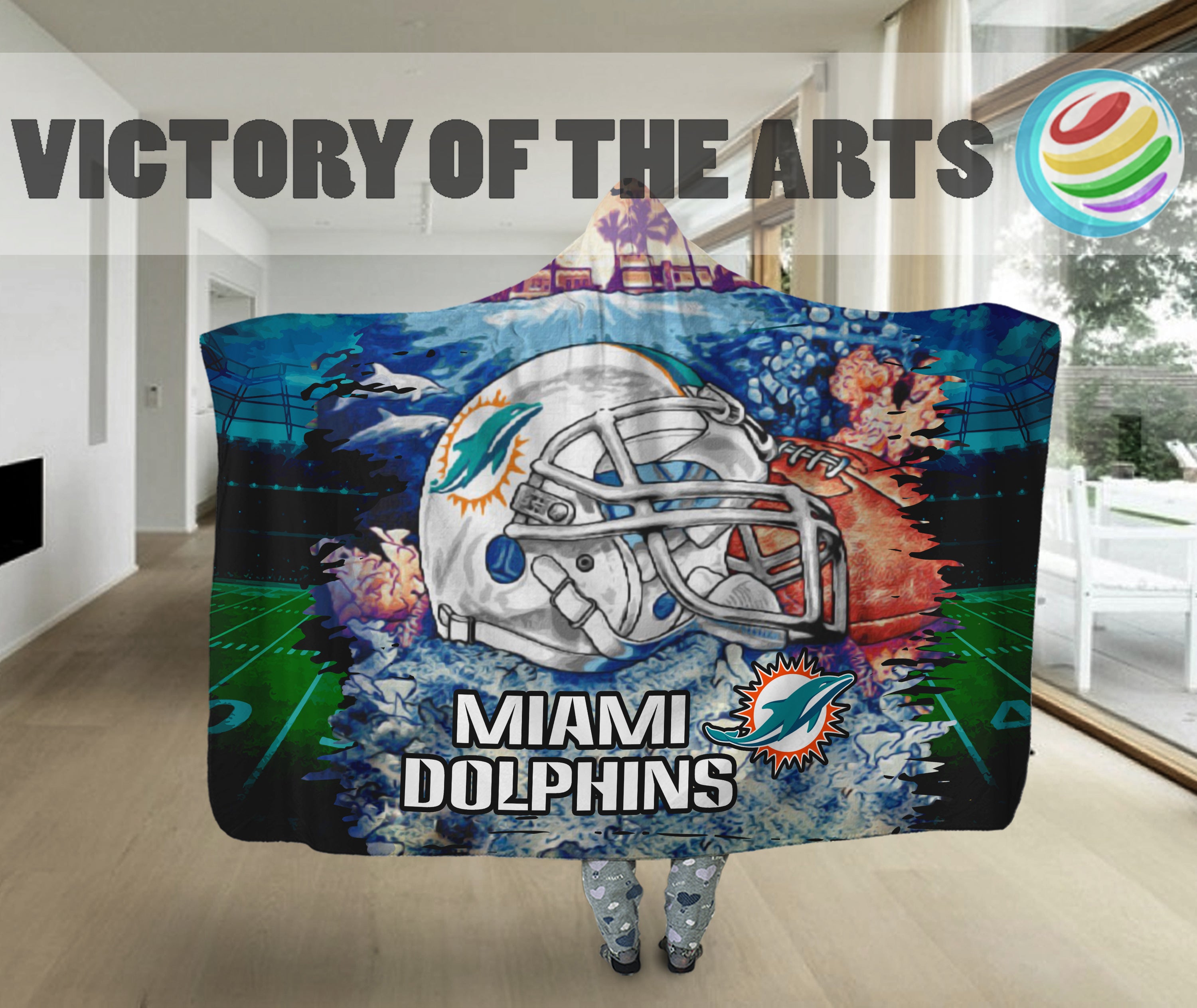 Miami Dolphins Home Gift For Fan 3D Full Printing Hooded Blanket 1386