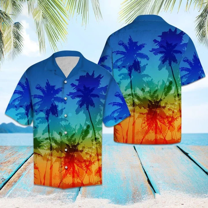 Beach Shirt Lgbt Coconut Palm Hawaiian Pride Ha50928