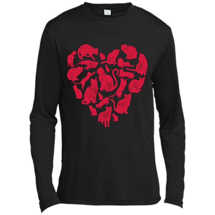 Valentines Day Cat Heart Funny Kitty Kitten  Long Sleeve Moisture Absorbing Shirt