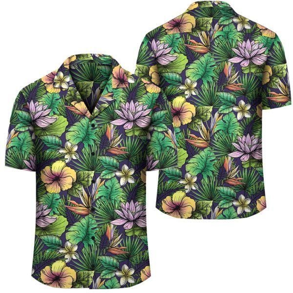 Hawaiian Hibiscus And Plumeria Green Ha25664