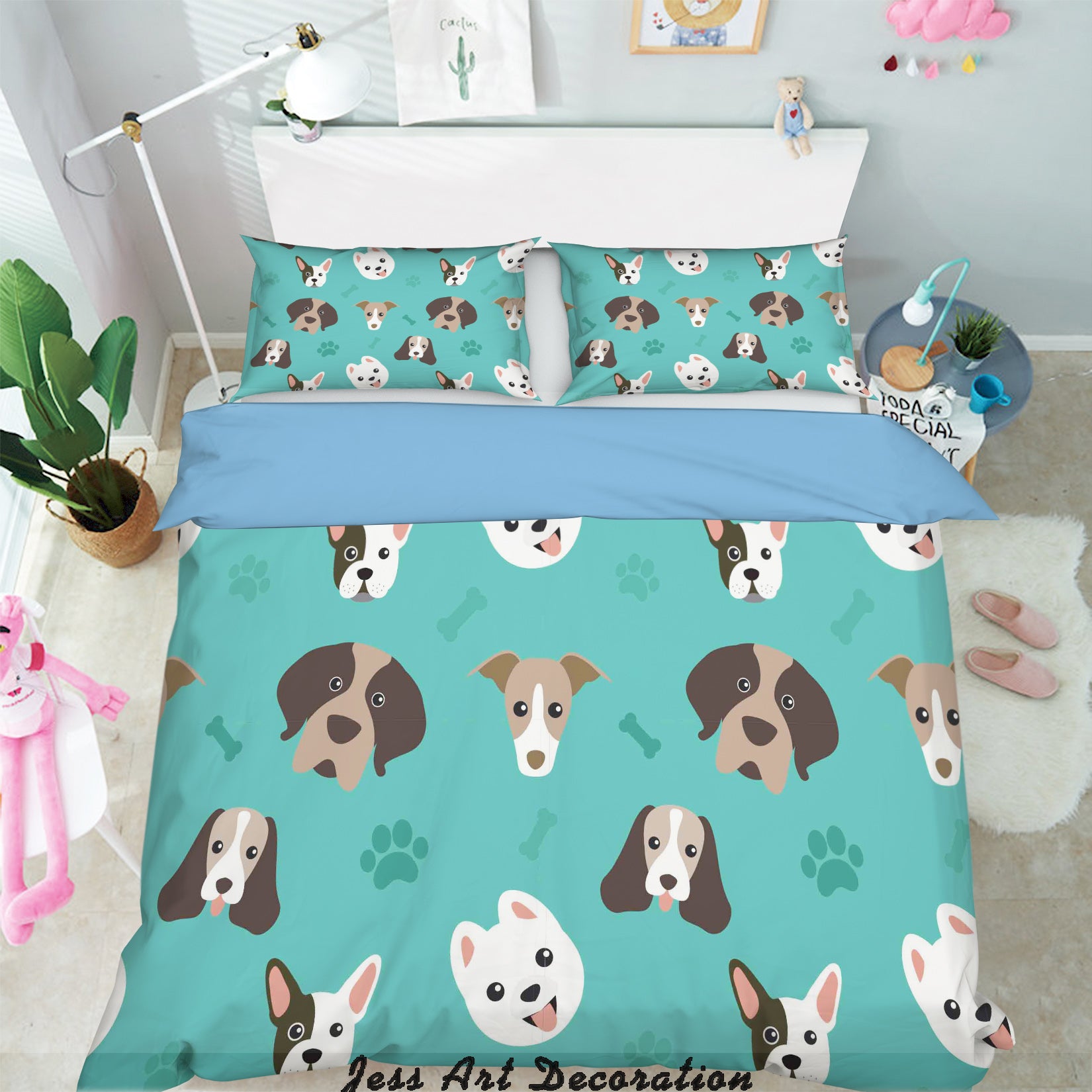 3D Color Cartoon Animals Dog Cat Quilt Cover Set Bedding Set Pillowcases 106