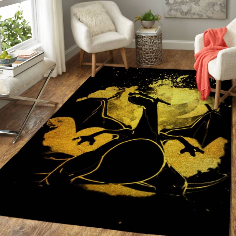 Gold Charizard Anime Art Area Rug – Carpet