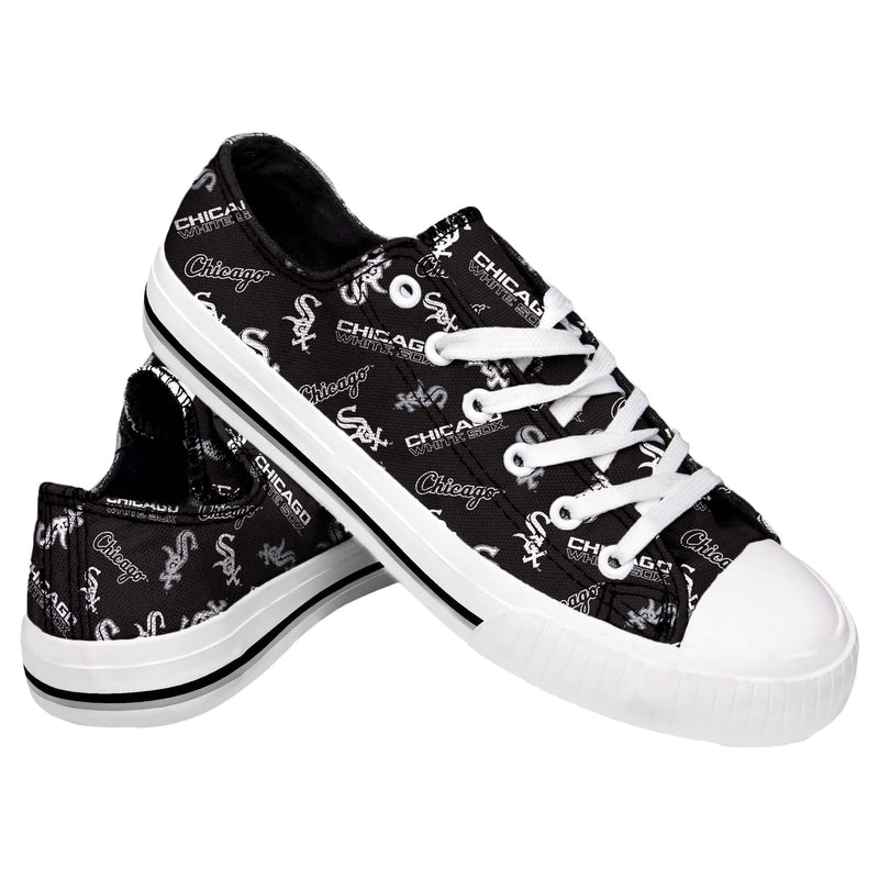 Chicago White Sox MLB Womens Low Top Repeat Print Canvas Shoes