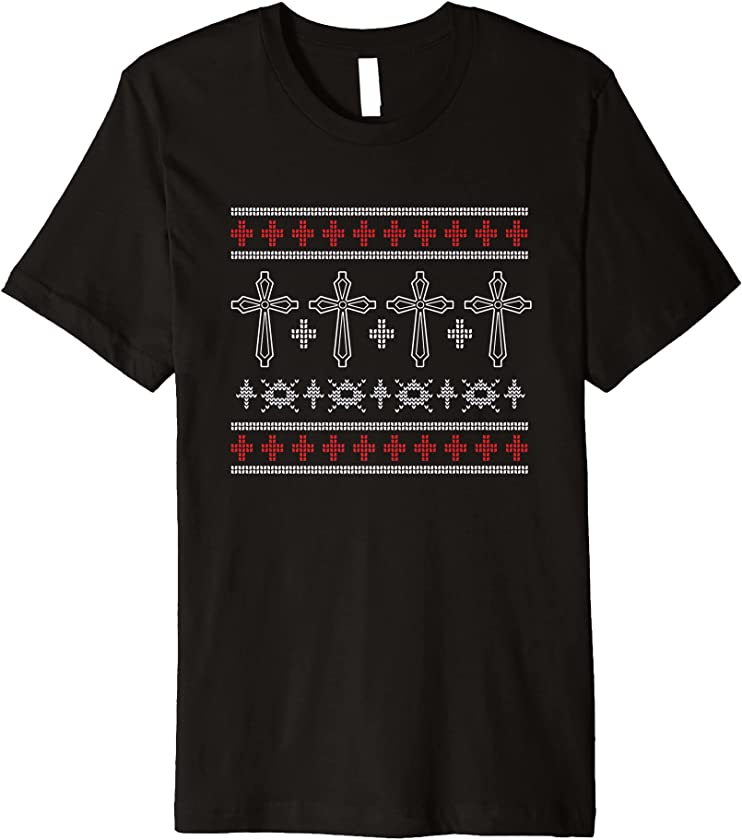 Ugly Christmas Religion Santa Claus New Year Cross Christian Premium T-Shirt