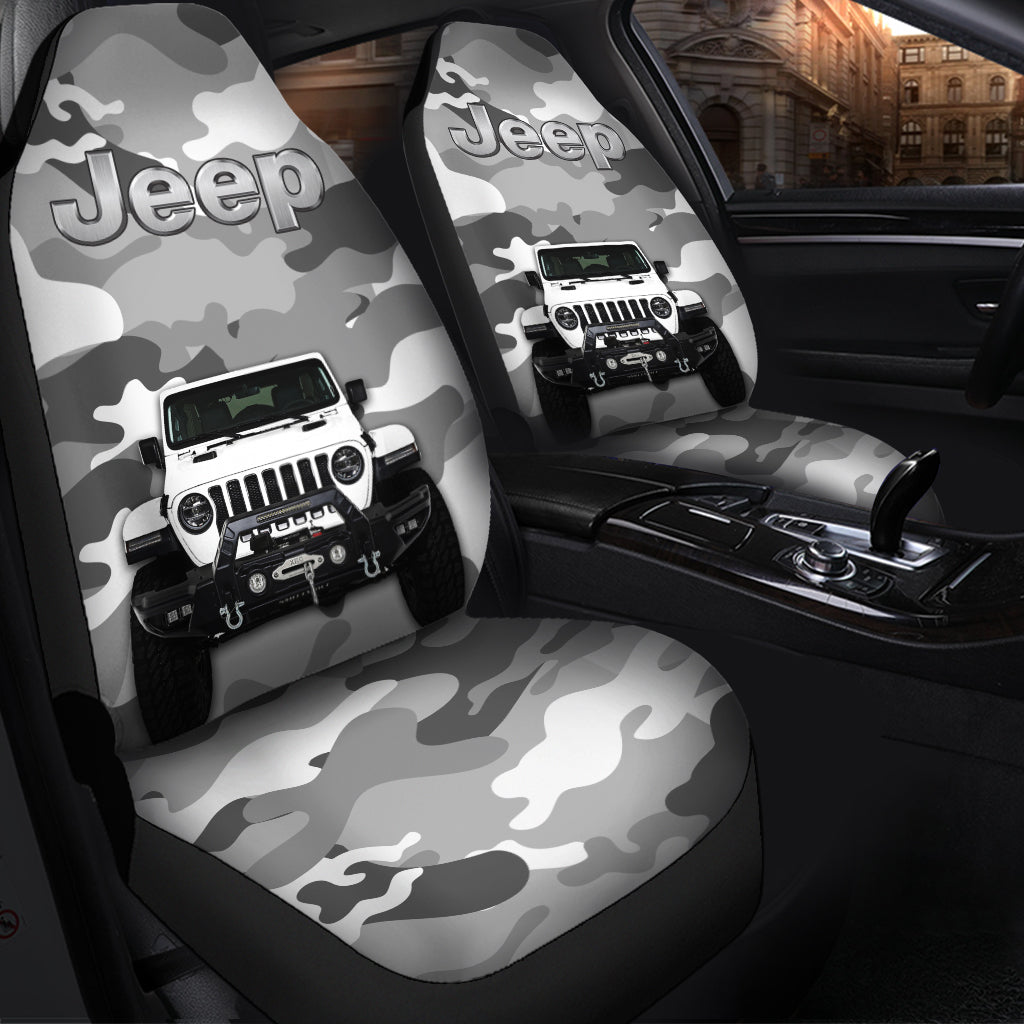 White Jeep Camouflage Premium Custom Car Seat Covers Decor Protectors