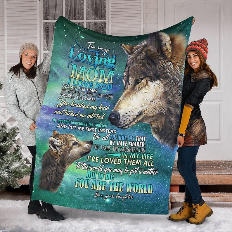 To My Loving Mom Wolf Fleece Blanke ,Sherpa Blanket,Anniversary,Family Blanket,Gift For Mom Family Home Decor Bedding Couch Sofa Soft And Comfy Cozy