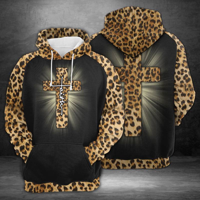 Faith Cross Christ Leopard H28532 – All Over Print Unisex Hoodie