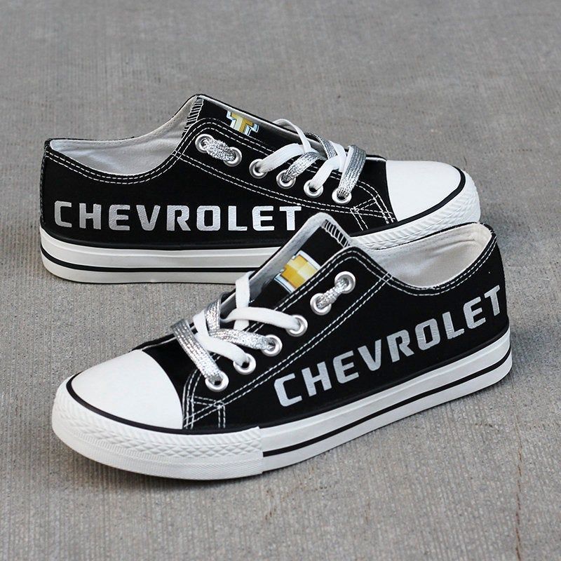 Love Chevrolet Black Low Top Shoes, Chevrolet Low Top, Birthday Gift, Motor Sport Lovers Shoes, Gift for Car Drivers Fathers Day