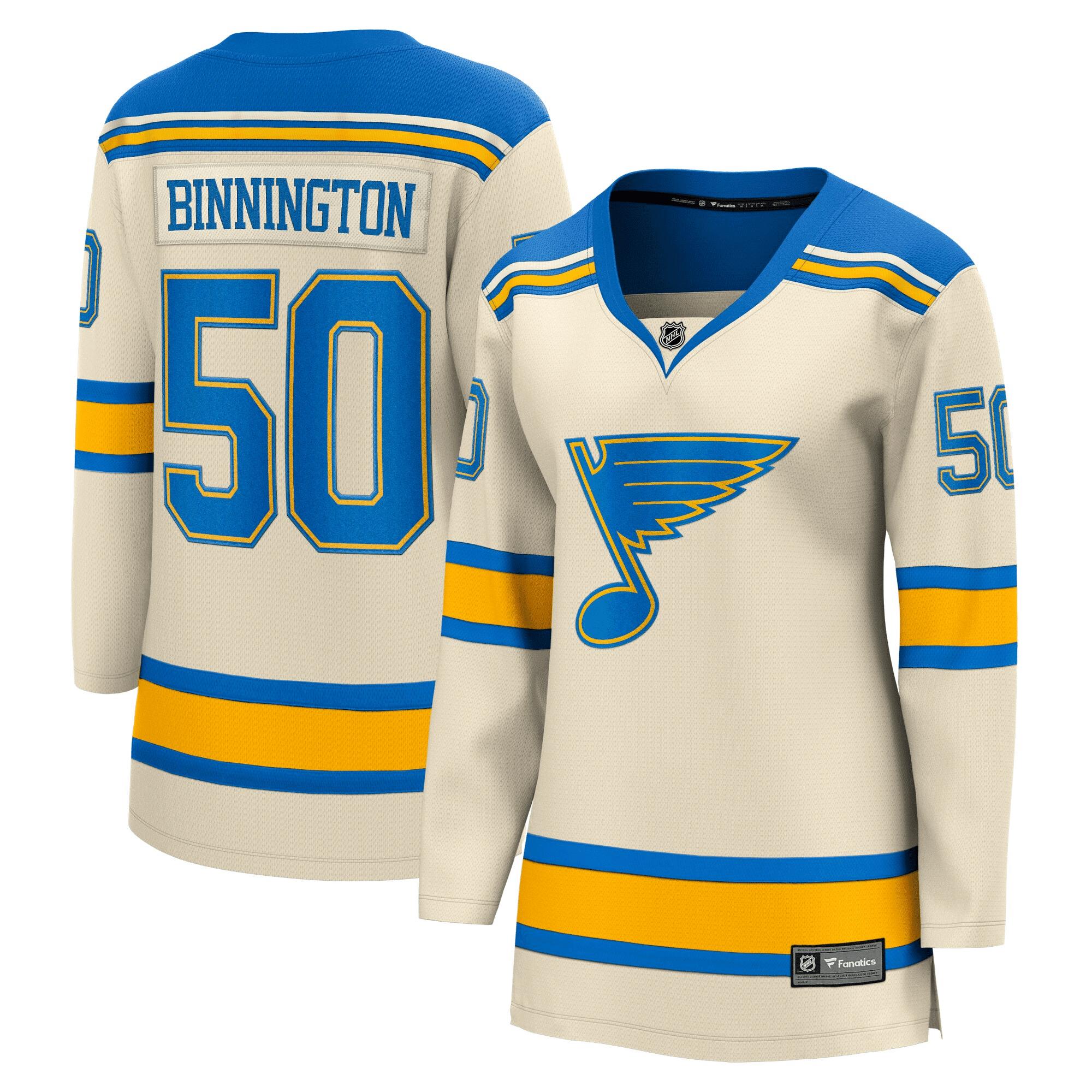 Women’s Jordan Binnington Cream St. Louis Blues 2022 Winter Classic Breakaway Player Jersey Jersey